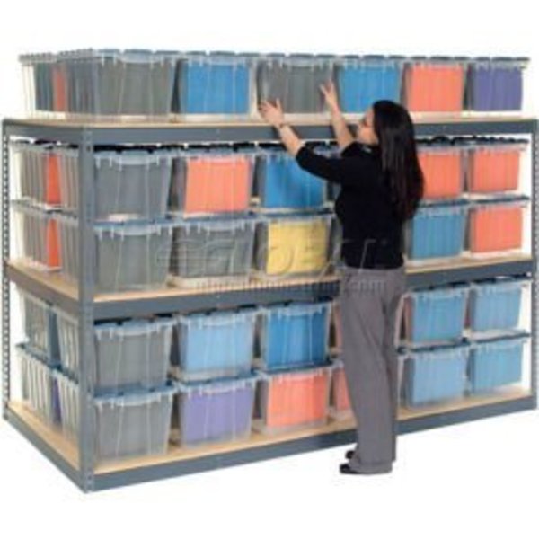 Global Equipment Record Storage Rack 72"W x 24"D x 60"H With Polyethylene File Boxes - Gray 607194GY
